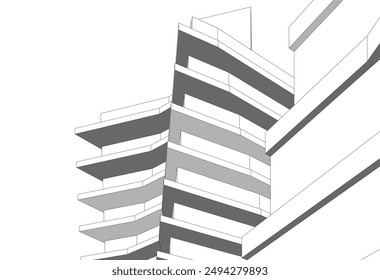 abstract modern architecture, 3d city buildings 