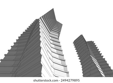 abstract modern architecture, 3d city buildings 
