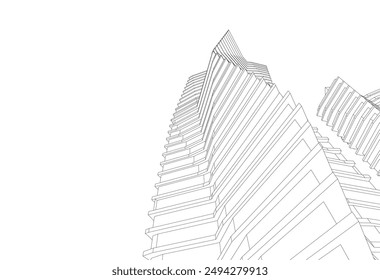 abstract modern architecture, 3d city buildings 