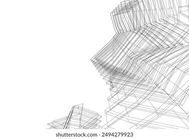 abstract modern architecture, 3d city buildings 
