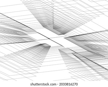 abstract modern architecture 3d design