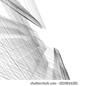 abstract modern architecture 3d design