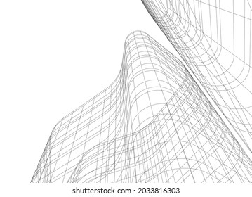 abstract modern architecture 3d design