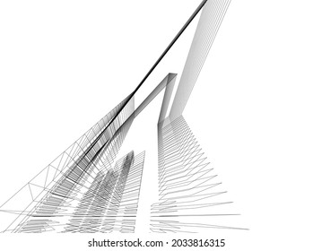 abstract modern architecture 3d design