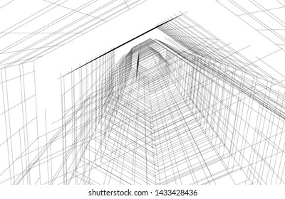 abstract modern architecture 3d illustration