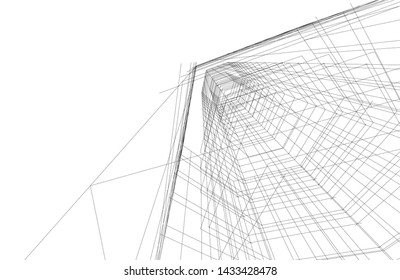 abstract modern architecture 3d illustration