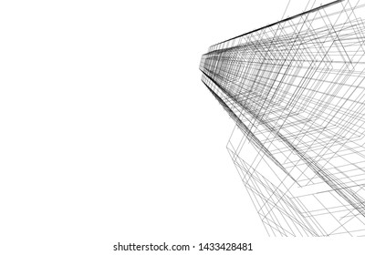 abstract modern architecture 3d illustration
