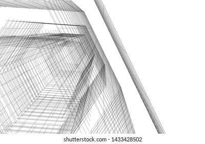 abstract modern architecture 3d illustration