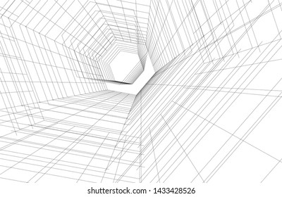 abstract modern architecture 3d illustration