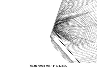 abstract modern architecture 3d illustration