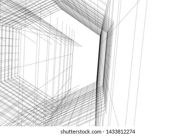 abstract modern architecture 3d illustration