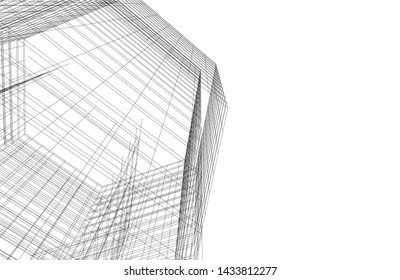 abstract modern architecture 3d illustration