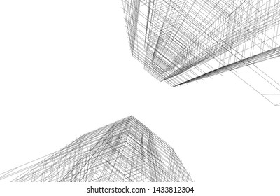 abstract modern architecture 3d illustration