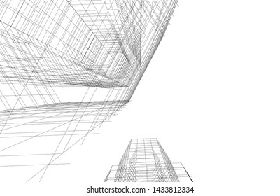 abstract modern architecture 3d illustration