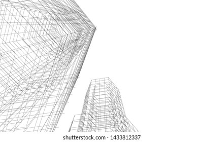 abstract modern architecture 3d illustration