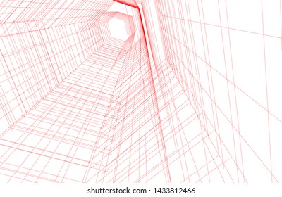 abstract modern architecture 3d illustration