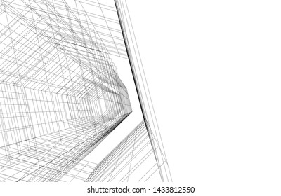 abstract modern architecture 3d illustration