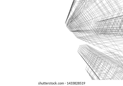 abstract modern architecture 3d illustration