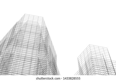 abstract modern architecture 3d illustration