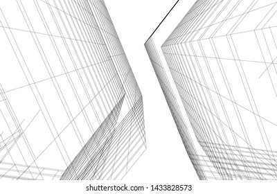 abstract modern architecture 3d illustration