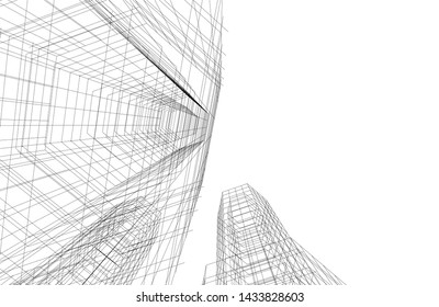 abstract modern architecture 3d illustration