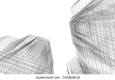 abstract modern architecture 3d illustration