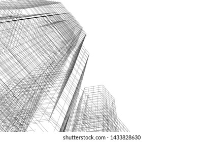 abstract modern architecture 3d illustration