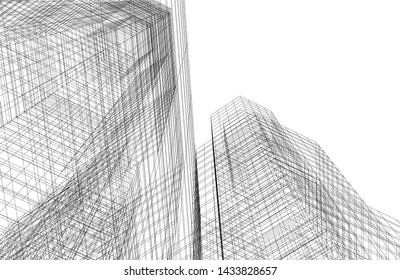 abstract modern architecture 3d illustration