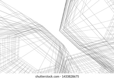 abstract modern architecture 3d illustration