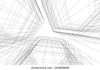 abstract modern architecture 3d illustration