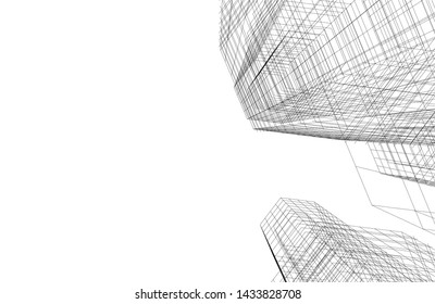 abstract modern architecture 3d illustration