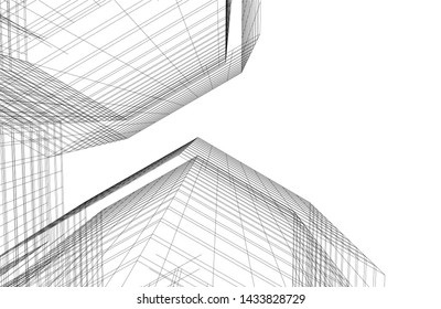 abstract modern architecture 3d illustration