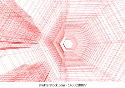 abstract modern architecture 3d illustration