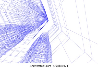 abstract modern architecture 3d illustration