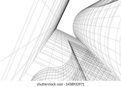 abstract modern architecture 3d illustration