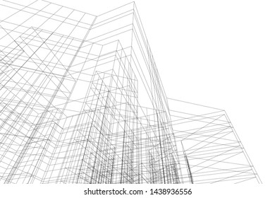 abstract modern architecture 3d illustration