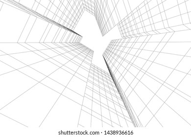 abstract modern architecture 3d illustration