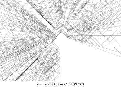 abstract modern architecture 3d illustration