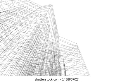 abstract modern architecture 3d illustration