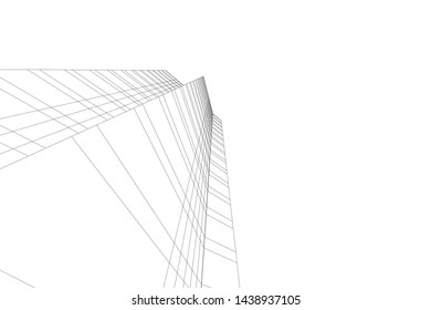 abstract modern architecture 3d illustration