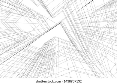 abstract modern architecture 3d illustration