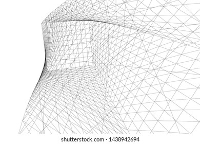 abstract modern architecture 3d illustration