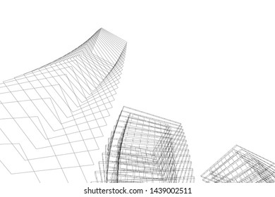 abstract modern architecture 3d illustration