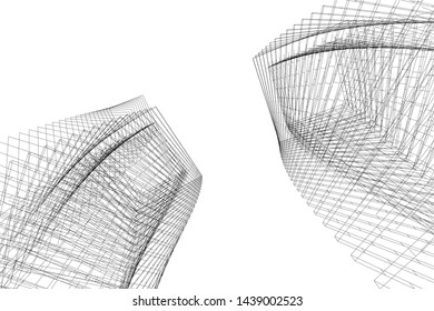 abstract modern architecture 3d illustration