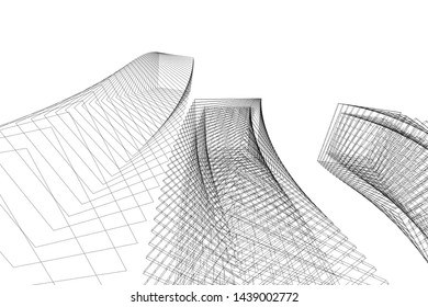 abstract modern architecture 3d illustration