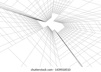 abstract modern architecture 3d illustration