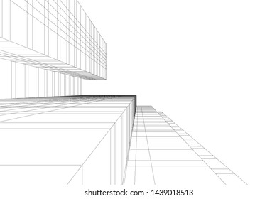 abstract modern architecture 3d illustration