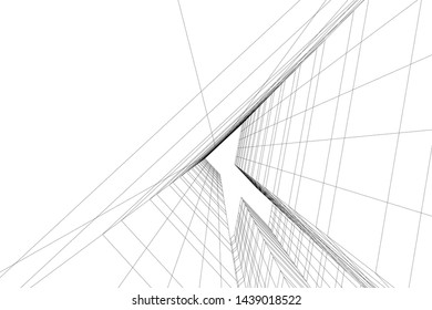 abstract modern architecture 3d illustration