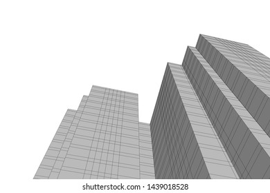 abstract modern architecture 3d illustration