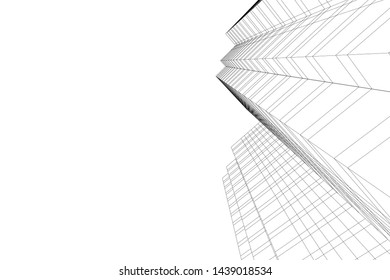 abstract modern architecture 3d illustration